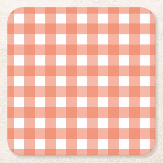 Orange Gingham Rechteckiger Pappuntersetzer (Vorderseite)