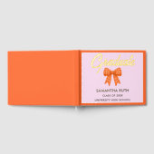 Orange Gingham-Schleife Abschlussfeier Gästebuch (Voll)