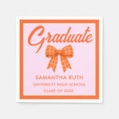 Orange Gingham-Schleife Abschlussfeier Serviette (Vorderseite)