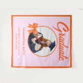 Orange Gingham-Schleife Foto-Abschluss-Hintergrund Wandteppich (Vorderseite (Horizontal))