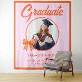 Orange Gingham-Schleife Foto-Abschluss-Hintergrund Wandteppich (Beispiel)