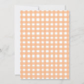 Orange Gingham Unser kleiner Pumpkin erster Geburt Einladung (Rückseite)