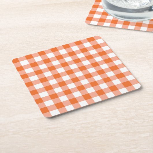 Orange Gingham Untersetzer (angewinkelt)