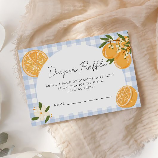 Orange Gingham Zitrus-Windel-Raffle Begleitkarte