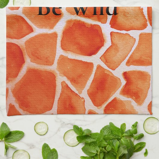 Orange Giraffe Animal Print Geschirrtuch (Gefaltet)