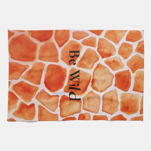Orange Giraffe Animal Print Geschirrtuch (Horizontal)