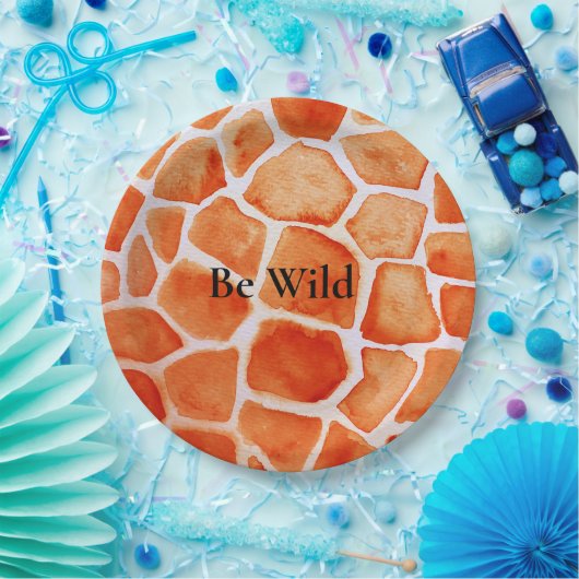 Orange Giraffe Animal Print Pappteller (Party)