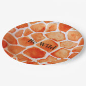 Orange Giraffe Animal Print Pappteller (Schrägansicht)
