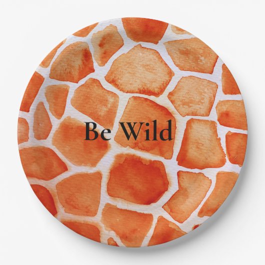 Orange Giraffe Animal Print Pappteller (Vorderseite)