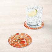 Orange Giraffe Animal Print Runder Pappuntersetzer (Vor Ort)