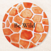 Orange Giraffe Animal Print Runder Pappuntersetzer (Vorderseite)