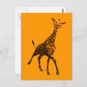 Orange Giraffe mit Pumpkin Head Postkarte (Vorne/Hinten)