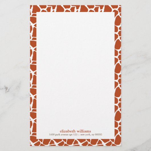 Orange Giraffe Muster Briefpapier (Vorderseite)