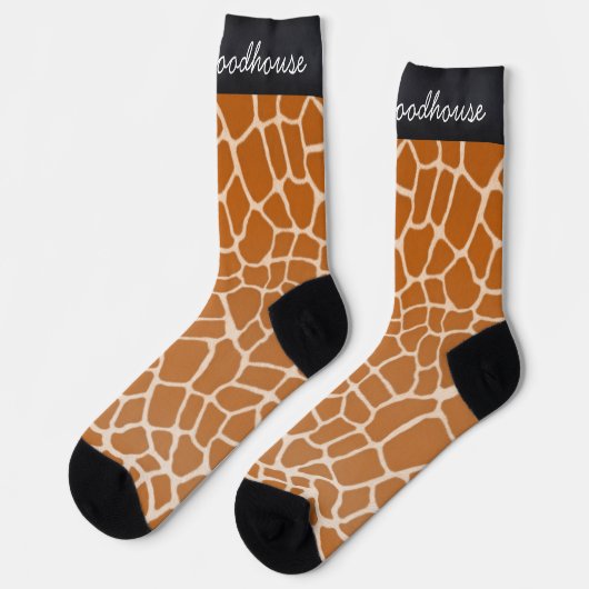 Orange Giraffe Print Amusing Personalisiert Animal Socken (Linkes Detail)