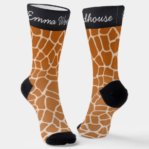 Orange Giraffe Print Amusing Personalisiert Animal Socken