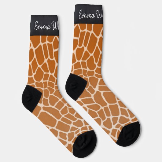 Orange Giraffe Print Amusing Personalisiert Animal Socken (Rechts)