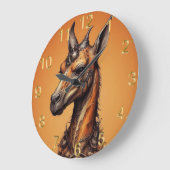 Orange Giraffe Steampunk, Wall Clock Große Wanduhr (Winkel)