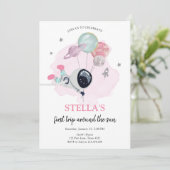 Orange Girl Weltraumatronin Erstgeburt Einladung (Stehend Vorderseite)