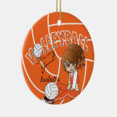 Orange Girly Volleyball Keramik Ornament (Rechts)
