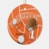 Orange Girly Volleyball Keramik Ornament (Links)
