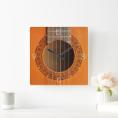 Orange-Gitarre Quadratische Wanduhr (Zuhause)