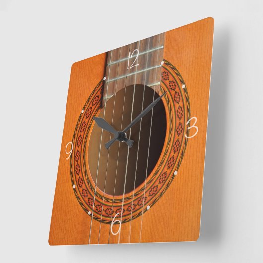 Orange-Gitarre Quadratische Wanduhr (Winkel)