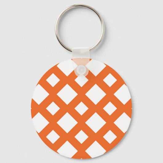 Orange Gitter auf Weiß Schlüsselanhänger (Vorderseite)