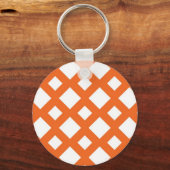 Orange Gitter auf Weiß Schlüsselanhänger (Vorderseite)