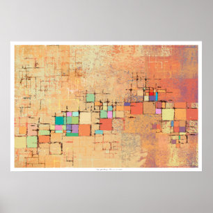 Orange Gitter-Harmonie-abstrakter Druck Poster