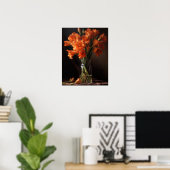 Orange Gladiolus Blume Art Print Poster (Heimbüro)