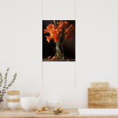 Orange Gladiolus Blume Art Print Poster (Küche)