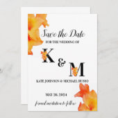 Orange Gladiolus Blume Wasserfarbe Save The Date (Vorne/Hinten)