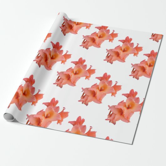 Orange Gladiolus Floral Geschenkpapier (Ungerollt)