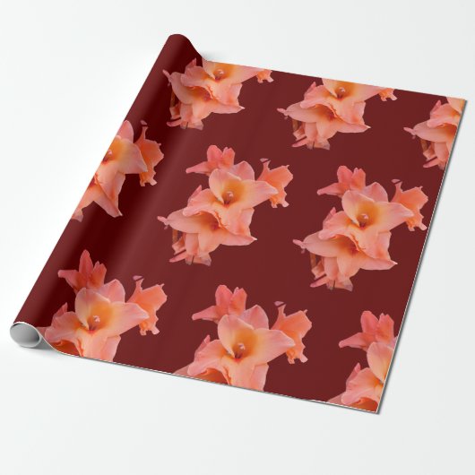 Orange Gladiolus Floral Geschenkpapier (Ungerollt)