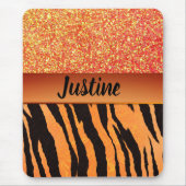 Orange Glam Glitter Tiger Print Mousepad (Vorne)