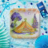 Orange Glamping-Papierteller Pappteller (Party)