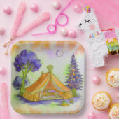 Orange Glamping-Papierteller Pappteller (Party)