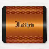 Orange glänzender Edelstahl-Metallblick Mousepad (Vorne)