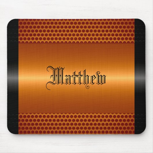 Orange glänzender Edelstahl-Metallblick Mousepad (Vorne)