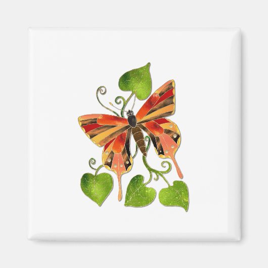 Orange Glass Butterfly Magnet (Vorne)