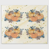 Orange Glittery Pumpkins auf Glittergelb Dank Geschenkpapier (Flach)