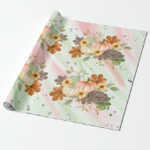 Orange Glittery Pumpkins auf rosa und grünem Glitz Geschenkpapier (Ungerollt)