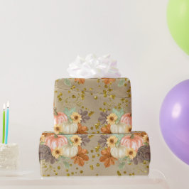 Orange Glittery Pumpkins auf Vintagem Krinkpapier Geschenkpapier