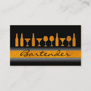 Orange Glitzer Barkeeper Drinks Visitenkarte