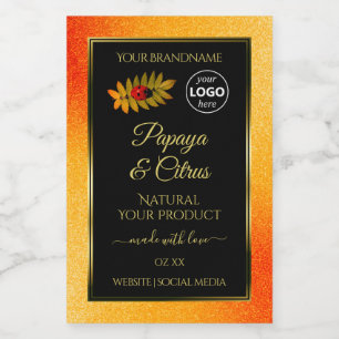 Orange Glitzer Black Product Labels Ladybug Logo Lebensmitteletikett