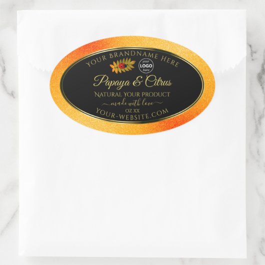 Orange Glitzer Black Product Labels Ladybug Logo Ovaler Aufkleber (Tasche)