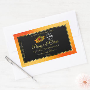 Orange Glitzer Black Product Labels Ladybug Logo Rechteckiger Aufkleber