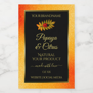 Orange Glitzer Black Product Labels mit Ladybug Lebensmitteletikett