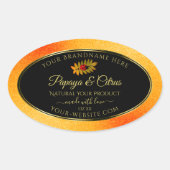 Orange Glitzer Black Product Labels mit Ladybug Ovaler Aufkleber (Vorderseite)