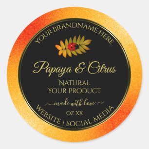 Orange Glitzer Black Product Labels mit Ladybug Runder Aufkleber